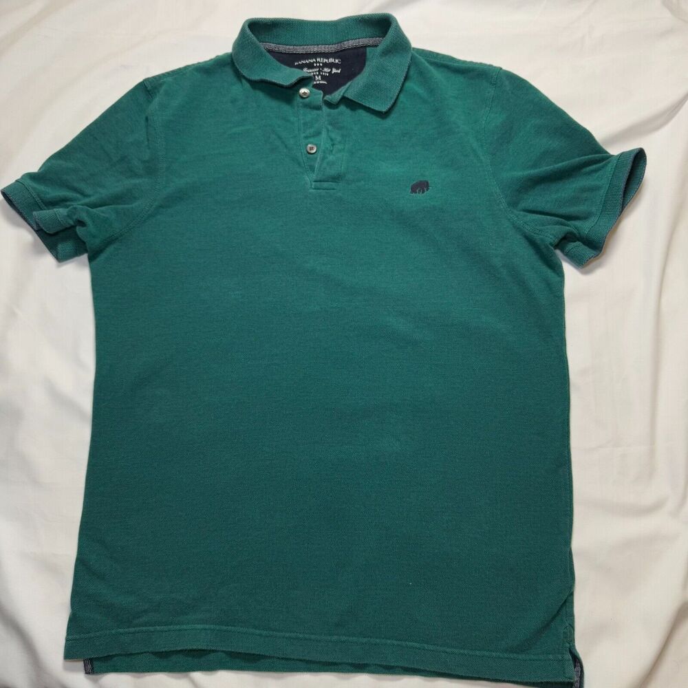 Banana Republic Shirt Mens Medium Green Short Sleeve Polo Casual - Picture 1 of 6